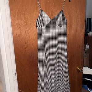 MANGO Black and White Gingham Maxi Dress Size 6
